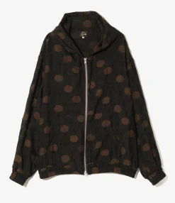 Zipped Work Hoody - Brown - Shrunken Jacquard / Polka Dots