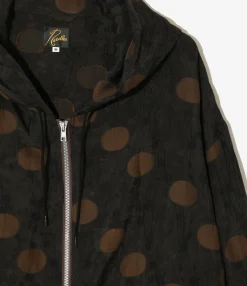 Zipped Work Hoody - Brown - Shrunken Jacquard / Polka Dots