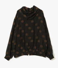 Zipped Work Hoody - Brown - Shrunken Jacquard / Polka Dots