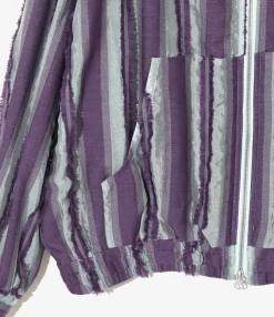 Zipped Work Hoody - Sax/Purple - Stripe Cut Jacquard