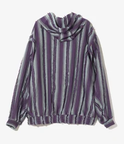 Zipped Work Hoody - Sax/Purple - Stripe Cut Jacquard
